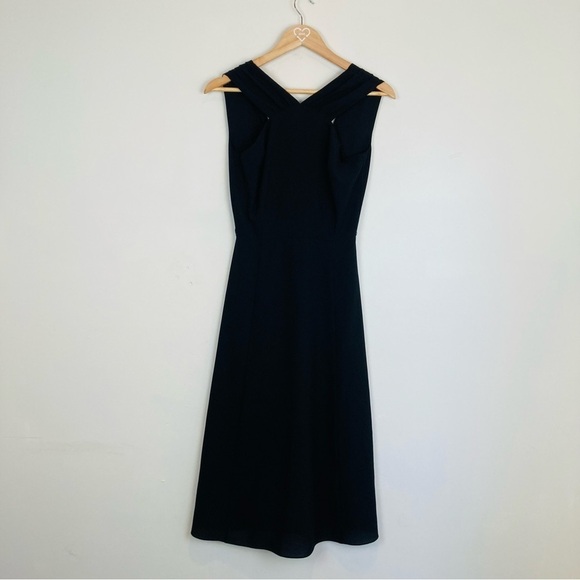 Wilfred Aubrey halter front deep v back black chiffon dress. Size 00 - Picture 6 of 8